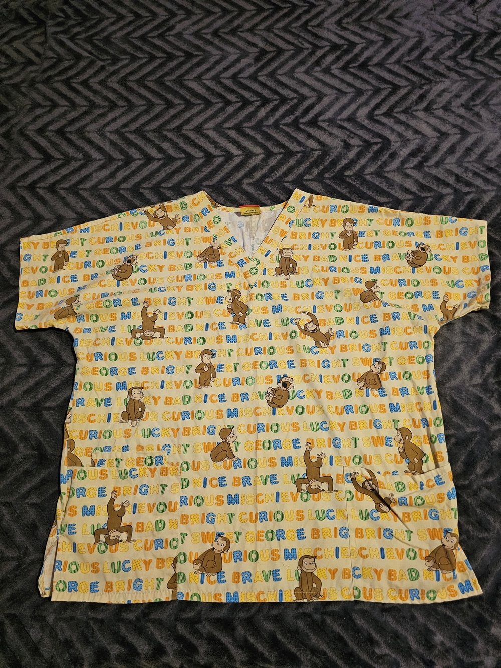 🐵 Curious George Character Scrub Top – Colorful